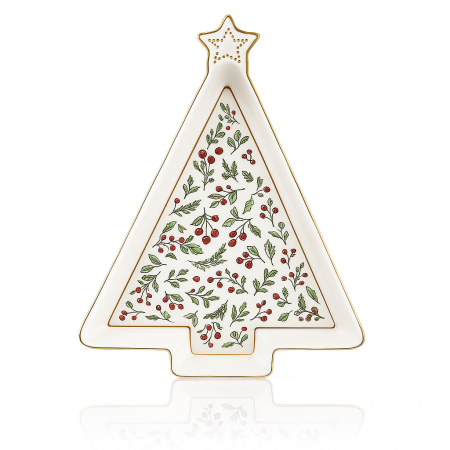 CHRISTMAS FLOWER Πιάτο Δεντράκι 21,3x16cm – Πορσελάνινο με Εορταστικό Σχέδιο