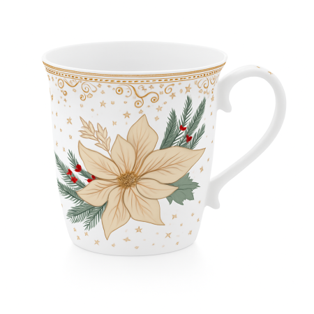 ☕ WHITE ELEGANCE Κούπα Πορσελάνης 275ml με Χριστουγεννιάτικο Σχέδιο