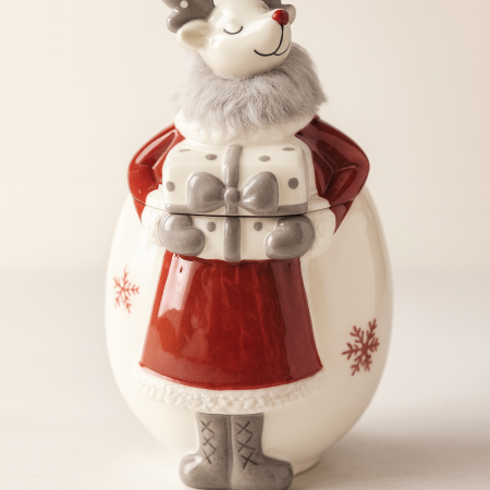 Τάρανδος με Γουνάκι – Δοχείο με Καπάκι 11,2x11x17,3cm Κεραμικό | MARVA HOME